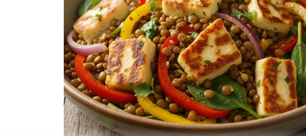 Green Lentil and Hallumi Stir-fry